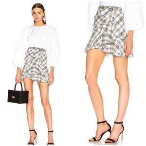 New! Veronica Beard Kaia Plaid Ruffle Button Mini Skirt  💙 size 0
